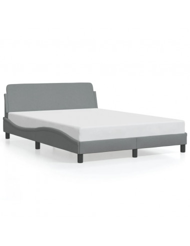 Giroletto con Testiera Grigio Chiaro 140x200 cm in Tessuto