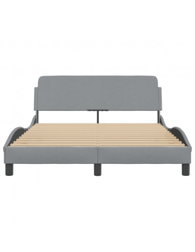 Giroletto con Testiera Grigio Chiaro 140x200 cm in Tessuto