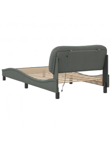 Giroletto con Luci LED Grigio Scuro 100x200 cm in Tessuto