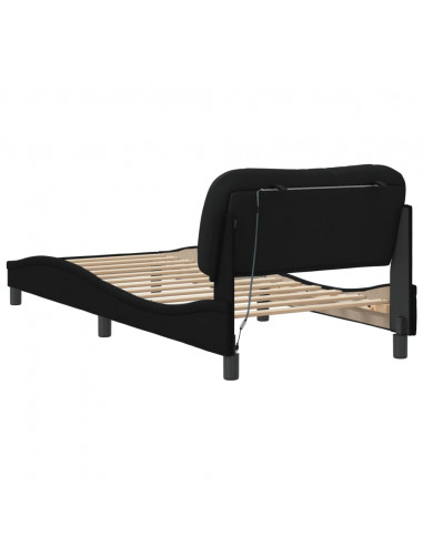 Giroletto con Luci LED Nero 90x200 cm in Tessuto