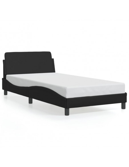 Giroletto con Testiera Nero 100x200 cm in Similpelle