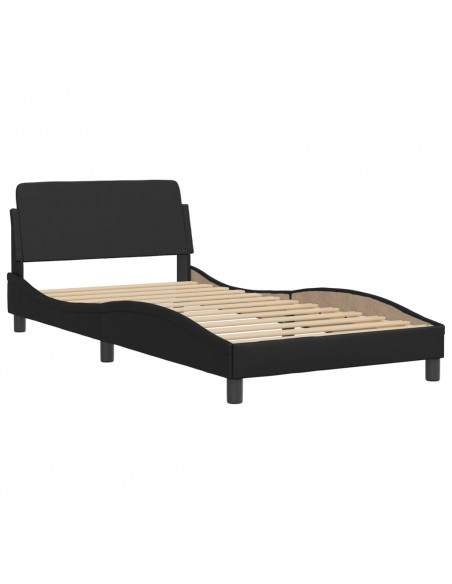Giroletto con Testiera Nero 100x200 cm in Similpelle