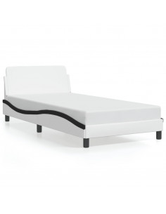 Giroletto con Testiera Nero e Bianco 100x200 cm in Similpelle 2