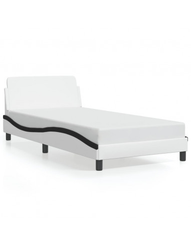 Giroletto con Testiera Nero e Bianco 100x200 cm in Similpelle