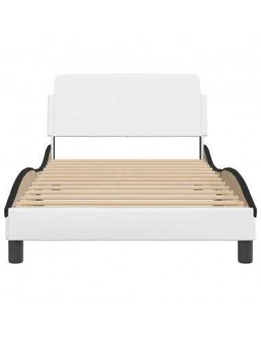 Giroletto con Testiera Nero e Bianco 100x200 cm in Similpelle