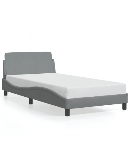 Giroletto con Testiera Grigio Chiaro 100x200 cm in Tessuto