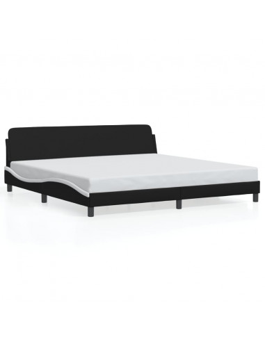 Giroletto con Testiera Bianco e Nero 200x200 cm in Similpelle