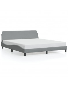 Giroletto con Testiera Grigio Chiaro 180x200 cm in Tessuto 2