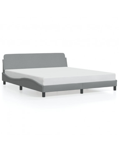 Giroletto con Testiera Grigio Chiaro 180x200 cm in Tessuto