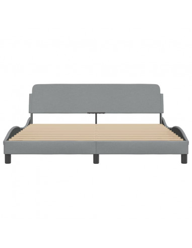 Giroletto con Testiera Grigio Chiaro 180x200 cm in Tessuto