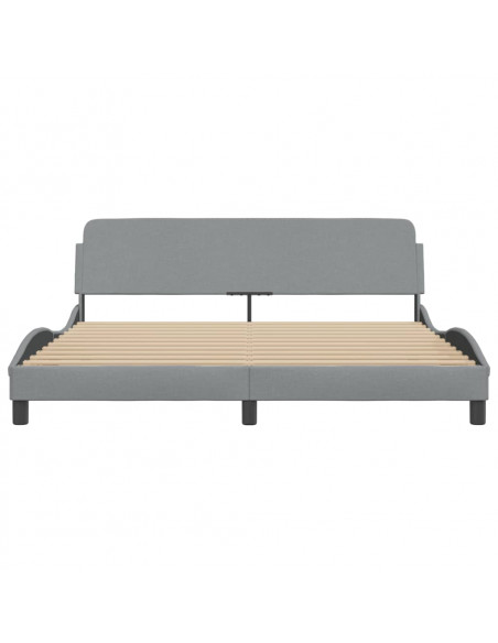 Giroletto con Testiera Grigio Chiaro 180x200 cm in Tessuto