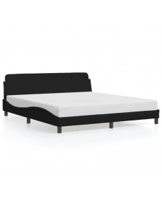 Giroletto con Testiera Nero 180x200 cm in Tessuto 2