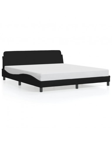 Giroletto con Testiera Nero 180x200 cm in Tessuto