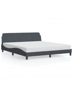 Giroletto con Testiera Grigio Scuro 180x200 cm in Velluto 2