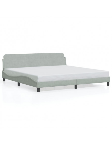 Giroletto con Testiera Grigio Chiaro 200x200 cm in Velluto