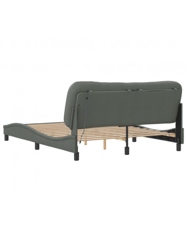 Giroletto con Luci LED Grigio Scuro 160x200 cm in Tessuto