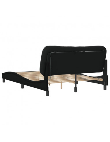 Giroletto con Luci LED Nero 140x200 cm in Tessuto