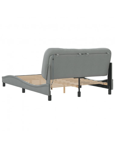 Giroletto con Luci LED Grigio Chiaro 140x200 cm in Tessuto