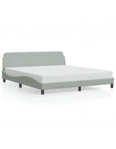 Giroletto con Testiera Grigio Chiaro 180x200 cm in Velluto 2