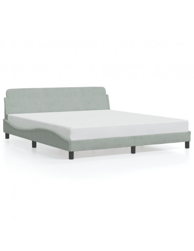 Giroletto con Testiera Grigio Chiaro 180x200 cm in Velluto