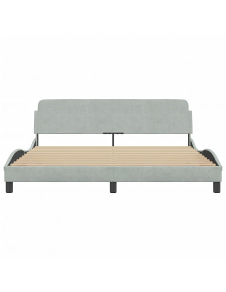 Giroletto con Testiera Grigio Chiaro 180x200 cm in Velluto