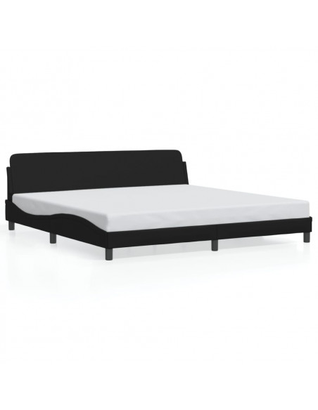 Giroletto con Testiera Nero 200x200 cm in Similpelle