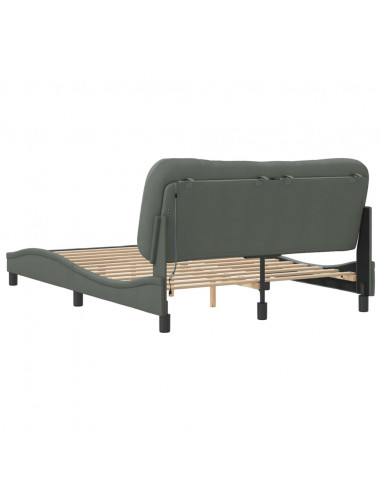 Giroletto con Luci LED Grigio Scuro 140x200 cm in Tessuto