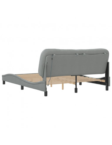 Giroletto con Luci LED Grigio Chiaro 160x200 cm in Tessuto