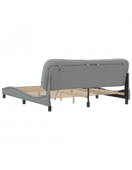 Giroletto con Luci LED Grigio Chiaro 180x200 cm in Tessuto