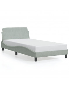 Giroletto con Testiera Grigio Chiaro 100x200 cm in Velluto 2