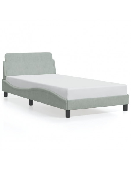 Giroletto con Testiera Grigio Chiaro 100x200 cm in Velluto