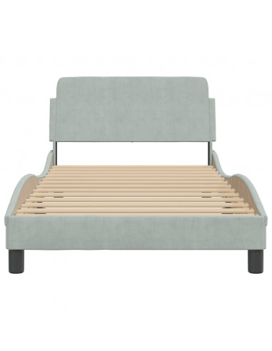 Giroletto con Testiera Grigio Chiaro 100x200 cm in Velluto