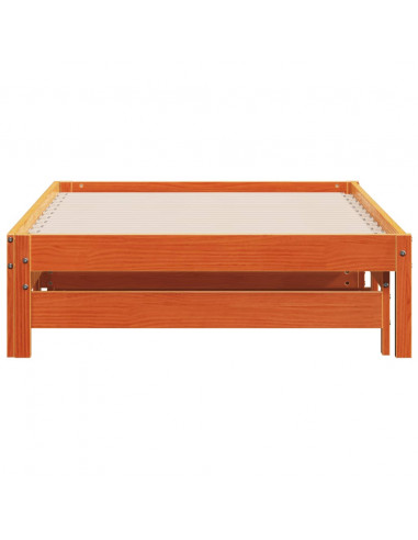 Divano con Letto Estraibile Marrone Cera 80x200cm Massello Pino