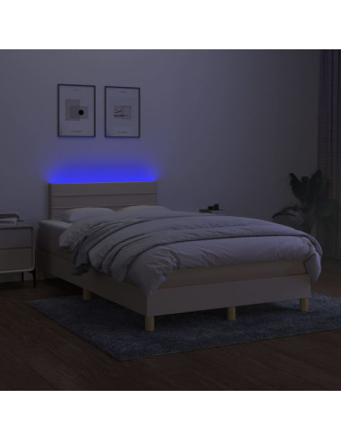 Letto a Molle con Materasso e LED Crema 120x190 cm in Tessuto