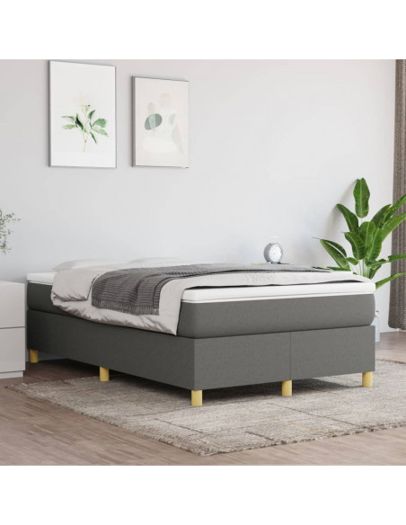 Giroletto a Molle con Materasso Grigio Scuro 120x190cm Tessuto