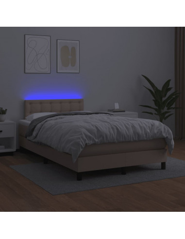 Giroletto Molle Materasso e LED Cappuccino 120x190cm Similpelle