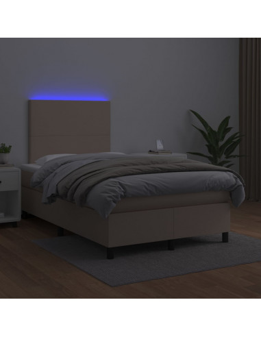 Giroletto Molle Materasso e LED Cappuccino 120x190cm Similpelle