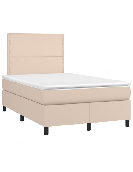 Giroletto Molle Materasso e LED Cappuccino 120x190cm Similpelle