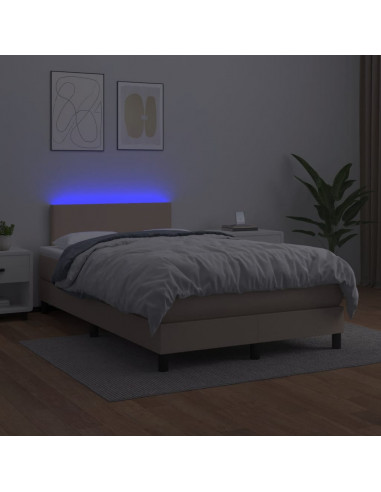 Giroletto Molle Materasso e LED Cappuccino 120x190cm Similpelle