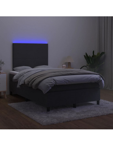 Letto a Molle con Materasso e LED Nero 120x190 cm in Velluto