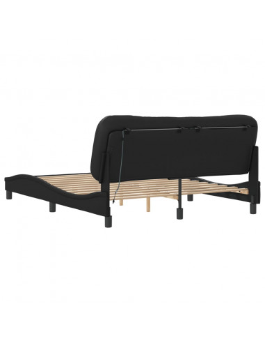 Giroletto con Luci LED Nero 160x200 cm in Similpelle