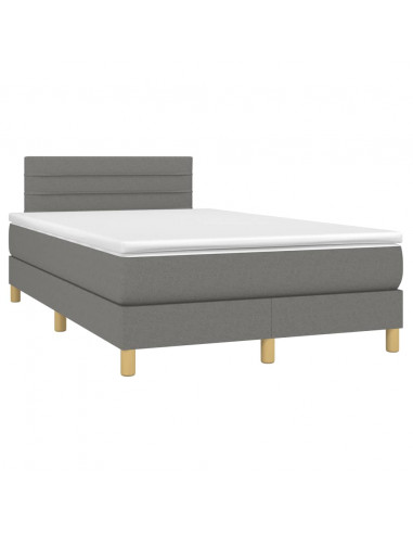 Letto a Molle Materasso e LED Grigio Scuro 120x190cm in Tessuto