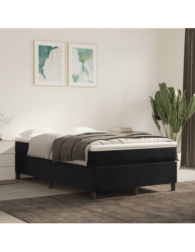 Giroletto a Molle con Materasso Nero 120x190 cm in Velluto