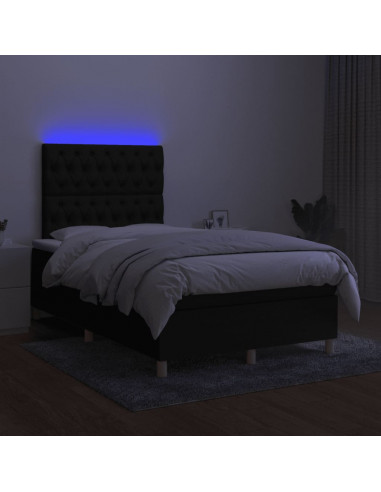 Letto a Molle con Materasso e LED Nero 120x190 cm in Tessuto