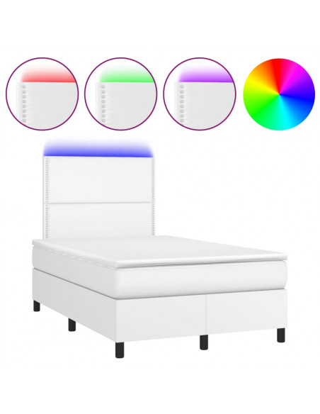 Giroletto Molle con Materasso e LED Bianco 120x190cm Similpelle