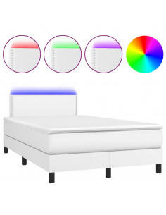 Giroletto Molle con Materasso e LED Bianco 120x190cm Similpelle 2