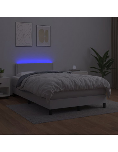 Giroletto Molle con Materasso e LED Bianco 120x190cm Similpelle