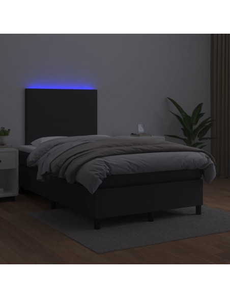 Letto a Molle con Materasso e LED Nero 120x190 cm in Similpelle