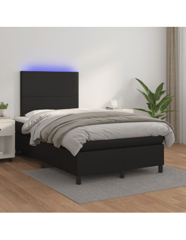 Letto a Molle con Materasso e LED Nero 120x190 cm in Similpelle
