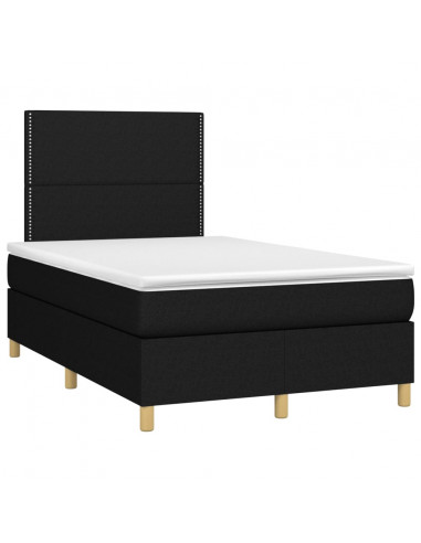 Letto a Molle con Materasso e LED Nero 120x190 cm in Tessuto